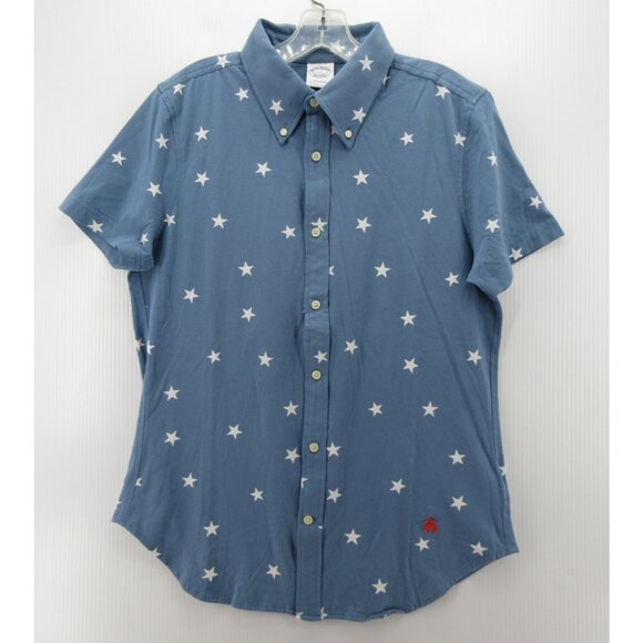 Brooks Brothers Shirt Medium Red Fleece Button Up Stars AOP Cotton NEW - Picture 1 of 11
